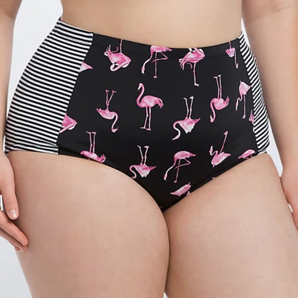 torrid Black & Pink Flamingo High-Waist Bikini Bottoms